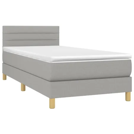 Sommier à lattes de lit avec matelas Gris clair 100x200cm Tissu