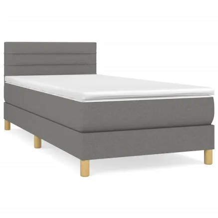 Sommier à lattes de lit avec matelas Gris foncé 100x200cm Tissu 2