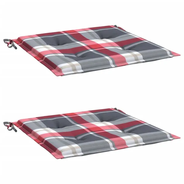 Coussins de chaise de jardin lot de 2 carreaux rouges 50x50x4cm
