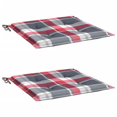 Coussins de chaise de jardin lot de 2 carreaux rouges 50x50x4cm