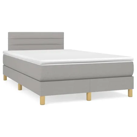 Sommier à lattes de lit avec matelas Gris clair 120x200cm Tissu