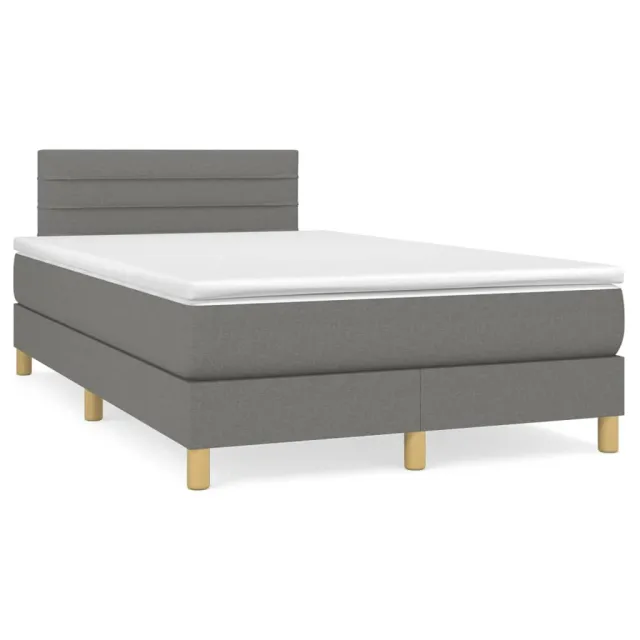 Sommier à lattes de lit avec matelas Gris foncé 120x200cm Tissu