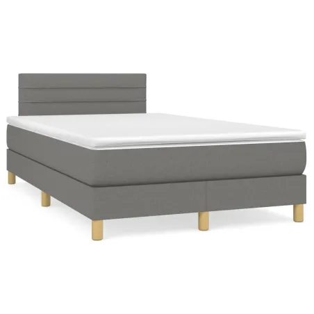 Sommier à lattes de lit avec matelas Gris foncé 120x200cm Tissu