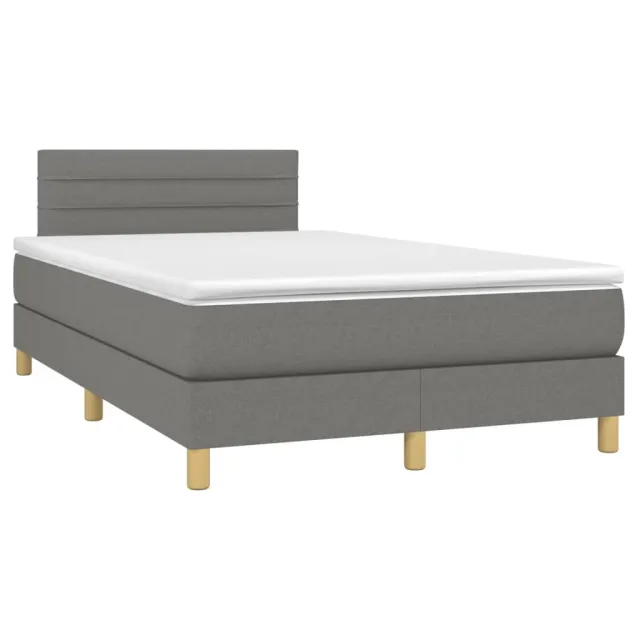 Sommier à lattes de lit avec matelas Gris foncé 120x200cm Tissu