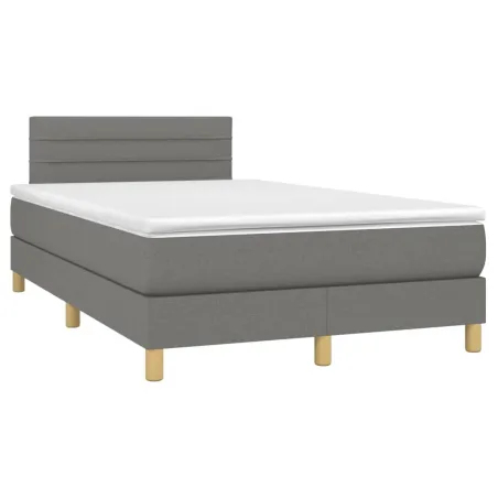 Sommier à lattes de lit avec matelas Gris foncé 120x200cm Tissu