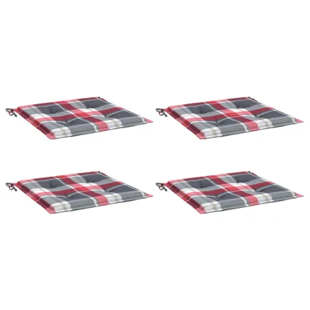 Coussins de chaise de jardin lot de 4 carreaux rouges 50x50x4cm