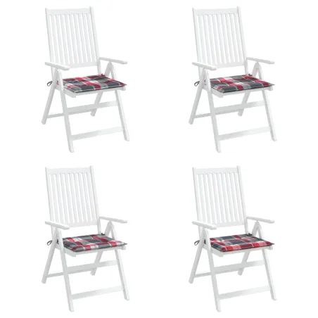 Coussins de chaise de jardin lot de 4 carreaux rouges 50x50x4cm