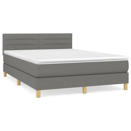 Sommier à lattes de lit avec matelas Gris foncé 140x190cm Tissu 2