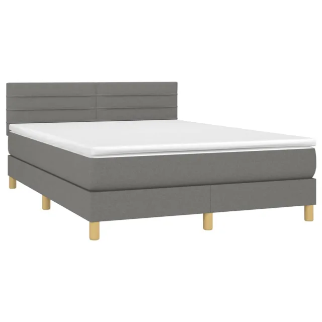 Sommier à lattes de lit avec matelas Gris foncé 140x190cm Tissu