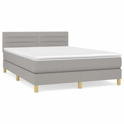 Sommier à lattes de lit avec matelas Gris clair 140x200cm Tissu 2