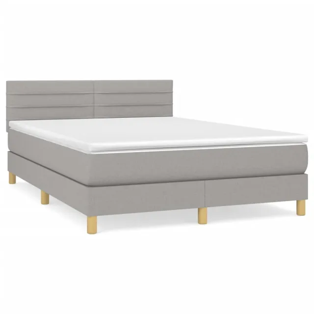 Sommier à lattes de lit avec matelas Gris clair 140x200cm Tissu