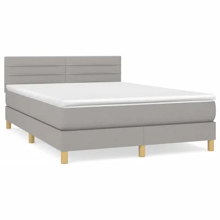 Sommier à lattes de lit avec matelas Gris clair 140x200cm Tissu