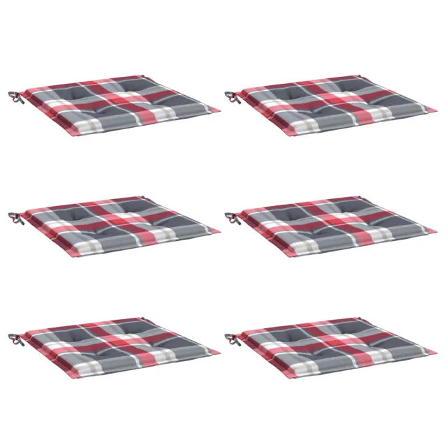 Coussins de chaise de jardin lot de 6 carreaux rouges 50x50x4cm