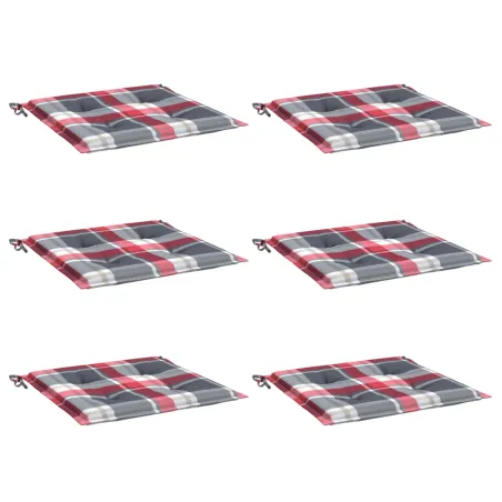Coussins de chaise de jardin lot de 6 carreaux rouges 50x50x4cm