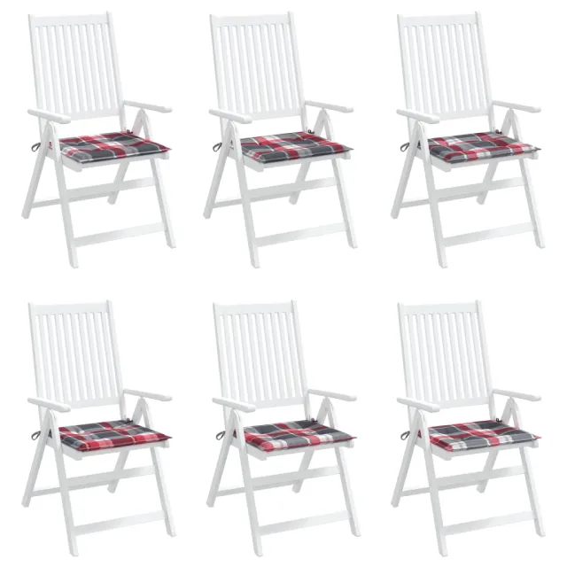 Coussins de chaise de jardin lot de 6 carreaux rouges 50x50x4cm
