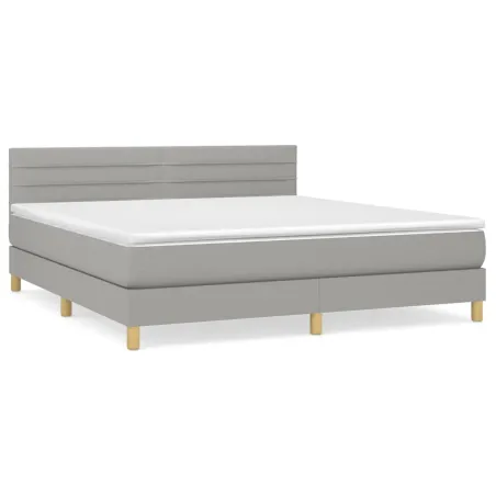 Sommier à lattes de lit avec matelas Gris clair 160x200cm Tissu