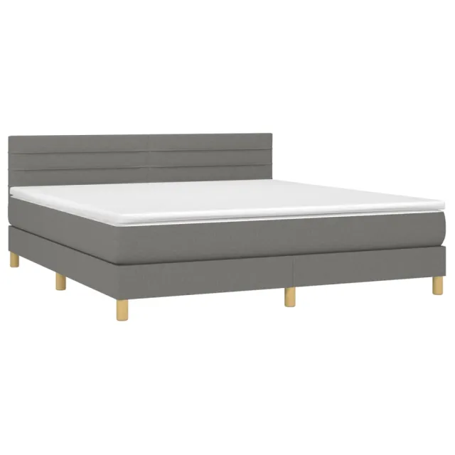 Sommier à lattes de lit avec matelas Gris foncé 160x200cm Tissu