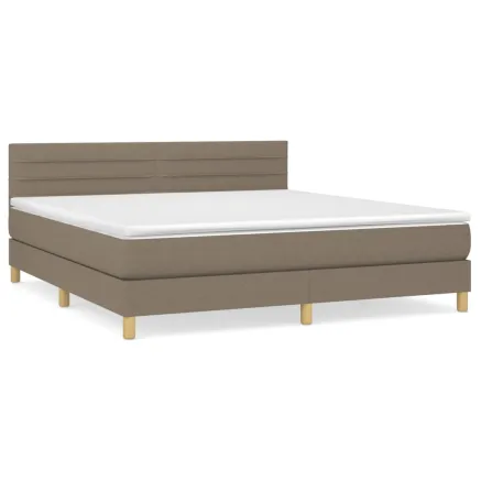 Sommier à lattes de lit avec matelas Taupe 160x200 cm Tissu 2