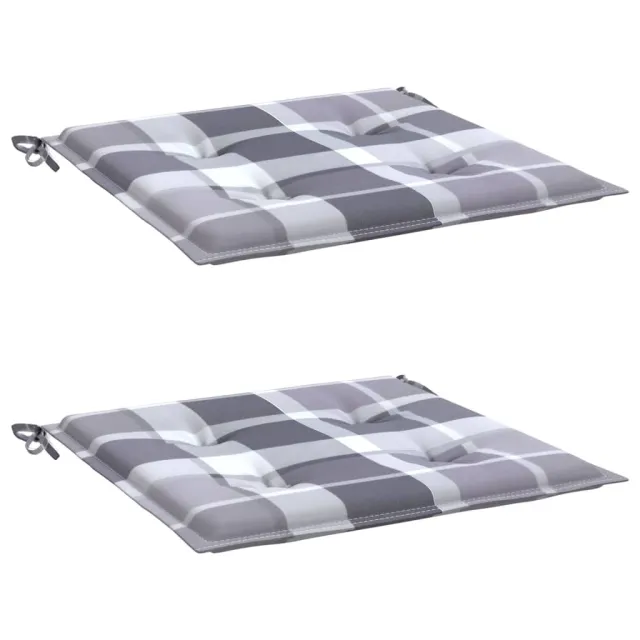 Coussins de chaise de jardin lot de 2 carreaux gris 50x50x4 cm