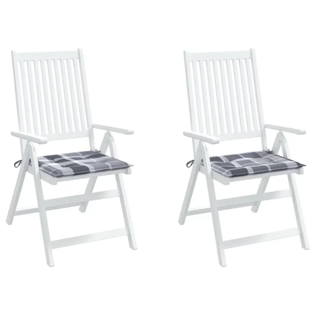 Coussins de chaise de jardin lot de 2 carreaux gris 50x50x4 cm