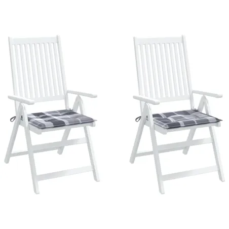 Coussins de chaise de jardin lot de 2 carreaux gris 50x50x4 cm