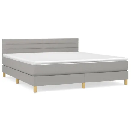 Sommier à lattes de lit avec matelas Gris clair 180x200cm Tissu 2