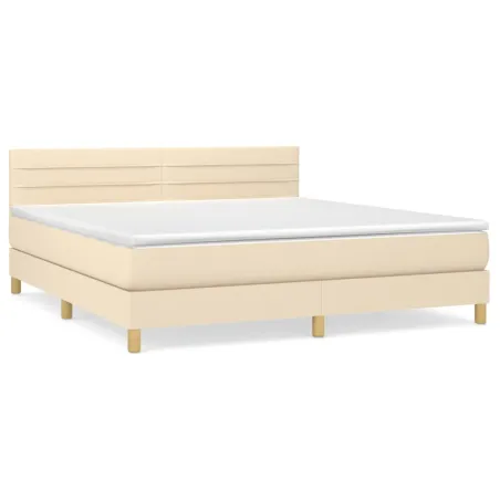 Sommier à lattes de lit avec matelas Crème 180x200 cm Tissu