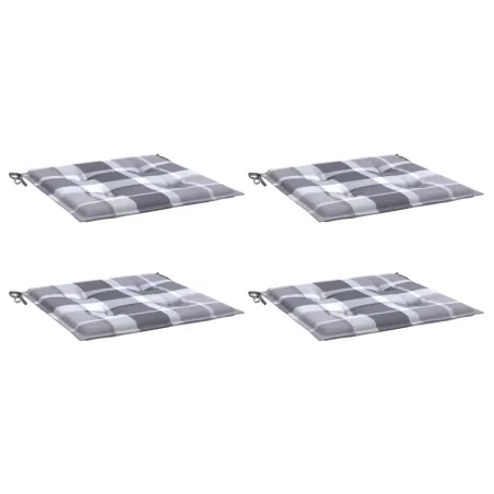Coussins de chaise de jardin lot de 4 carreaux gris 50x50x4 cm
