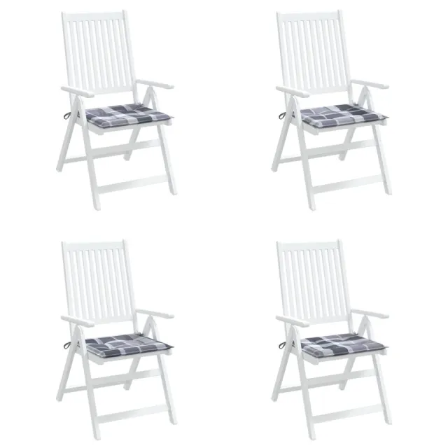 Coussins de chaise de jardin lot de 4 carreaux gris 50x50x4 cm