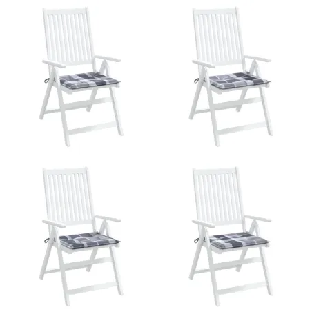 Coussins de chaise de jardin lot de 4 carreaux gris 50x50x4 cm