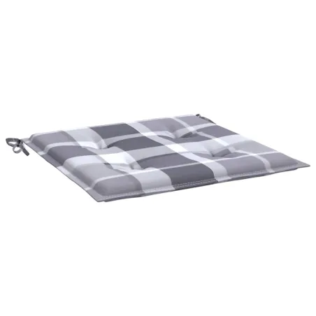 Coussins de chaise de jardin lot de 4 carreaux gris 50x50x4 cm
