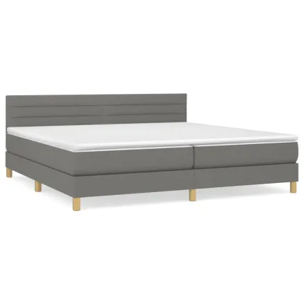 Sommier à lattes de lit avec matelas Gris foncé 200x200cm Tissu 2
