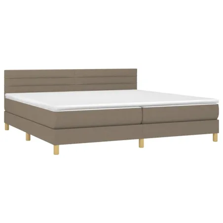 Sommier à lattes de lit avec matelas Taupe 200x200 cm Tissu