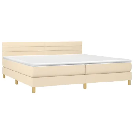 Sommier à lattes de lit avec matelas Crème 200x200 cm Tissu