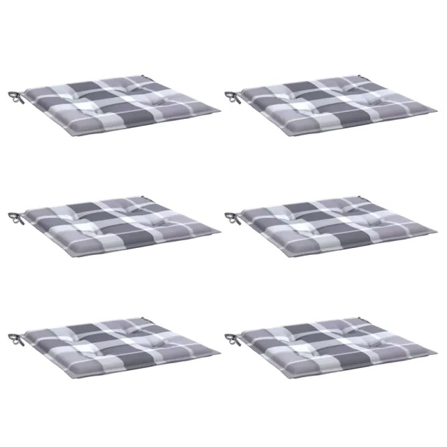 Coussins de chaise de jardin lot de 6 carreaux gris 50x50x4 cm