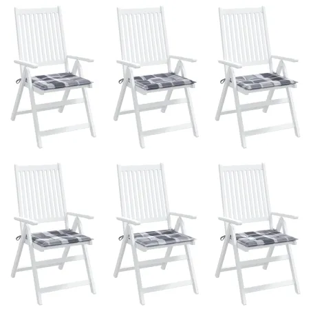 Coussins de chaise de jardin lot de 6 carreaux gris 50x50x4 cm