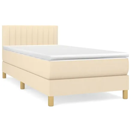 Sommier à lattes de lit avec matelas Crème 90x200 cm Tissu 2