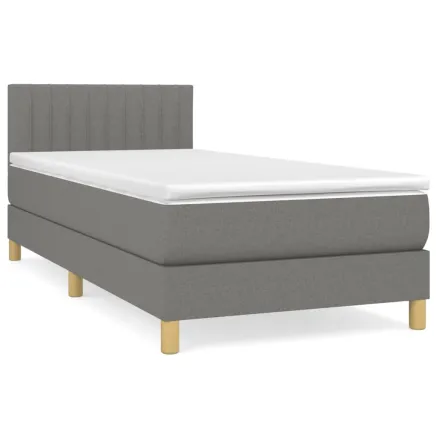 Sommier à lattes de lit avec matelas Gris foncé 100x200cm Tissu 2