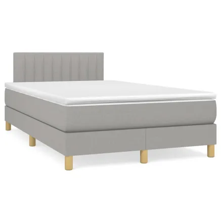 Sommier à lattes de lit avec matelas Gris clair 120x200cm Tissu 2