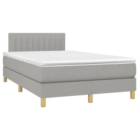 Sommier à lattes de lit avec matelas Gris clair 120x200cm Tissu