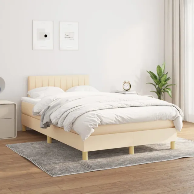 Sommier à lattes de lit avec matelas Crème 120x200 cm Tissu
