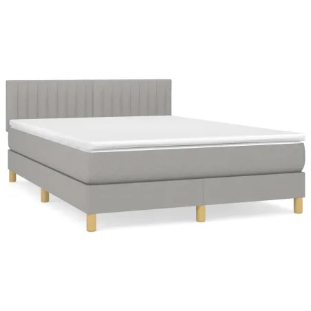Sommier à lattes de lit avec matelas Gris clair 140x200cm Tissu