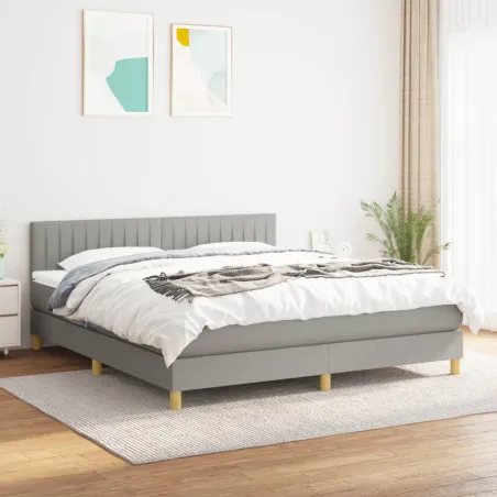 Sommier à lattes de lit avec matelas Gris clair 160x200cm Tissu