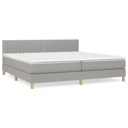 Sommier à lattes de lit avec matelas Gris clair 200x200cm Tissu 2