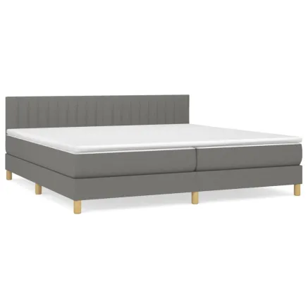 Sommier à lattes de lit avec matelas Gris foncé 200x200cm Tissu 2
