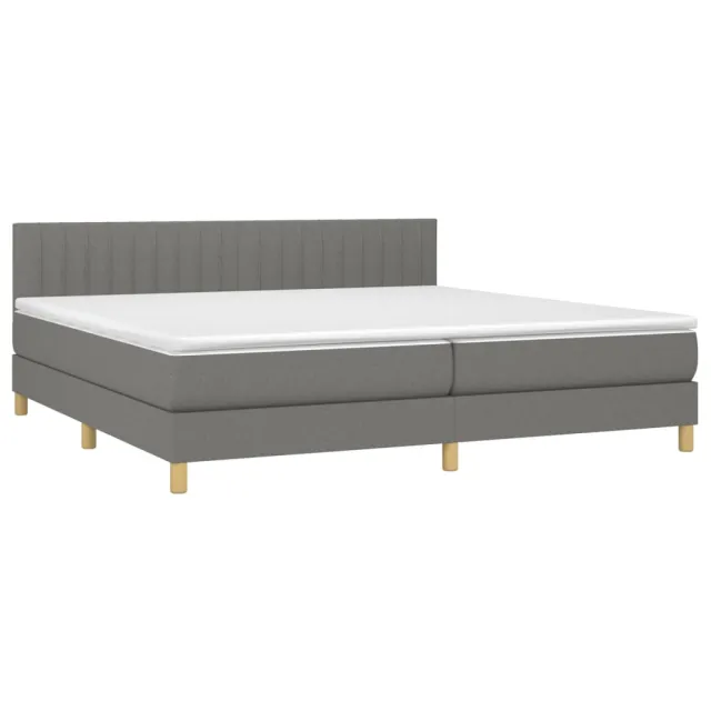 Sommier à lattes de lit avec matelas Gris foncé 200x200cm Tissu