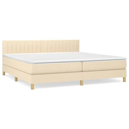 Sommier à lattes de lit avec matelas Crème 200x200 cm Tissu 2