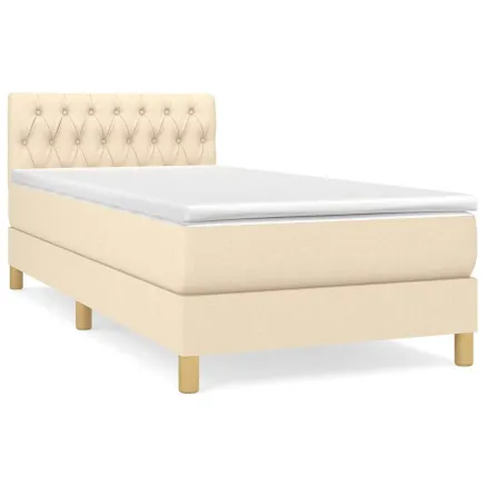 Sommier à lattes de lit avec matelas Crème 100x200 cm Tissu 2