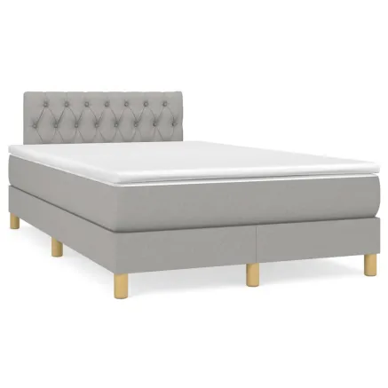 Sommier à lattes de lit avec matelas Gris clair 120x200cm Tissu 2