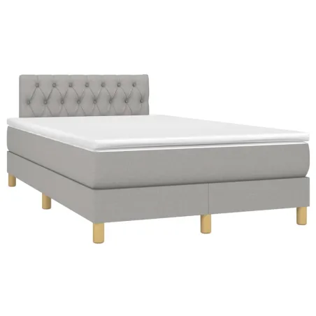 Sommier à lattes de lit avec matelas Gris clair 120x200cm Tissu